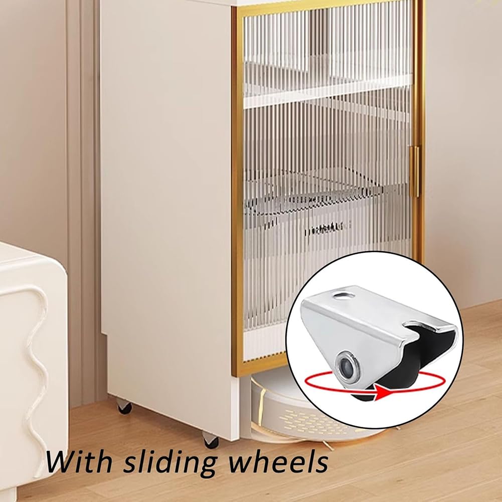 Gabinete De Almacenamiento De Vacío Para Robot Móvil, Gabinete De Soporte Para Robot De Vacío Con Puertas De Vidrio, Mesa Auxiliar De Varios Niveles Para Sala De Estar
