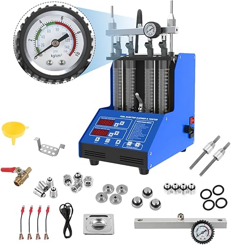 Máquina limpiadora de inyector de combustible de 4 cilindros ultrasónico de inyector de combustible limpiador con 9 modos de prueba Kit de limpiador