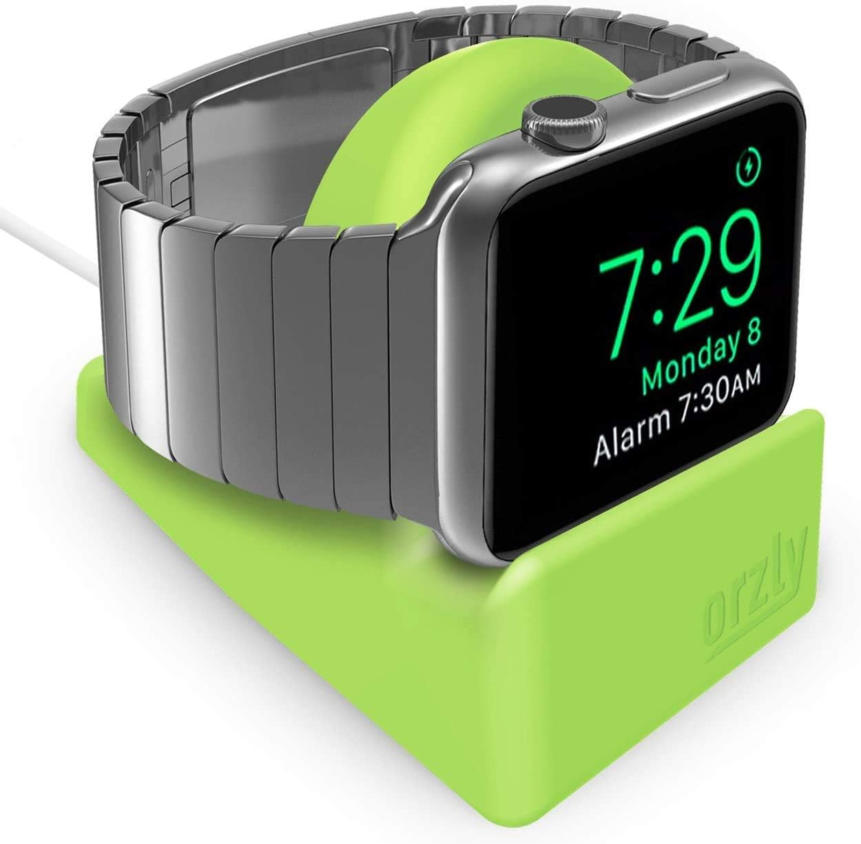 Orzly Compact Stand for Apple Watch - Nightstand Mode Compatible - Green Support Stand with Integrated Cable Management Slot (38mm & 42mm Compatible)