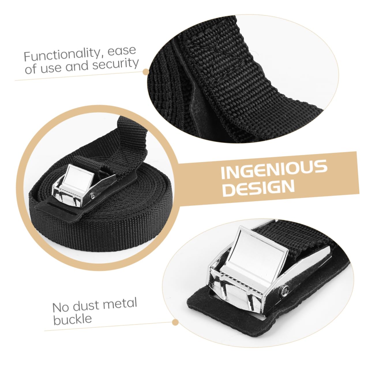 JECOMPRIS 2pcs Kayak Luggage Binder Binding Belt Reinforced Ratchet Buckle Cargo Binding Device for Secure Vehicle Transport Release Design