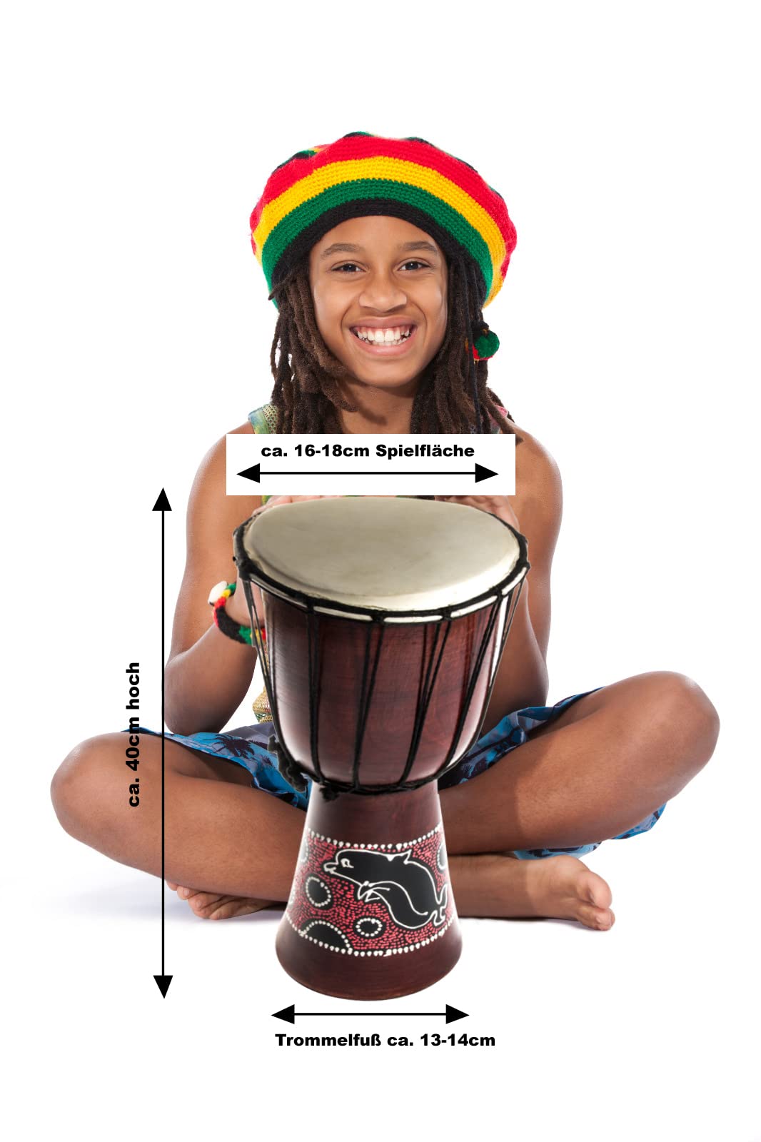 40cm Djembe Trommel Bongo Delfin