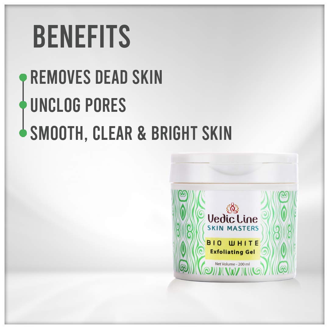 Vedic Line Skin Masters Bio White Exfoliating Gel Reduce Dull Skin, Dead Cells And Unclog Pores For Beautiful Skin, 200Ml 1