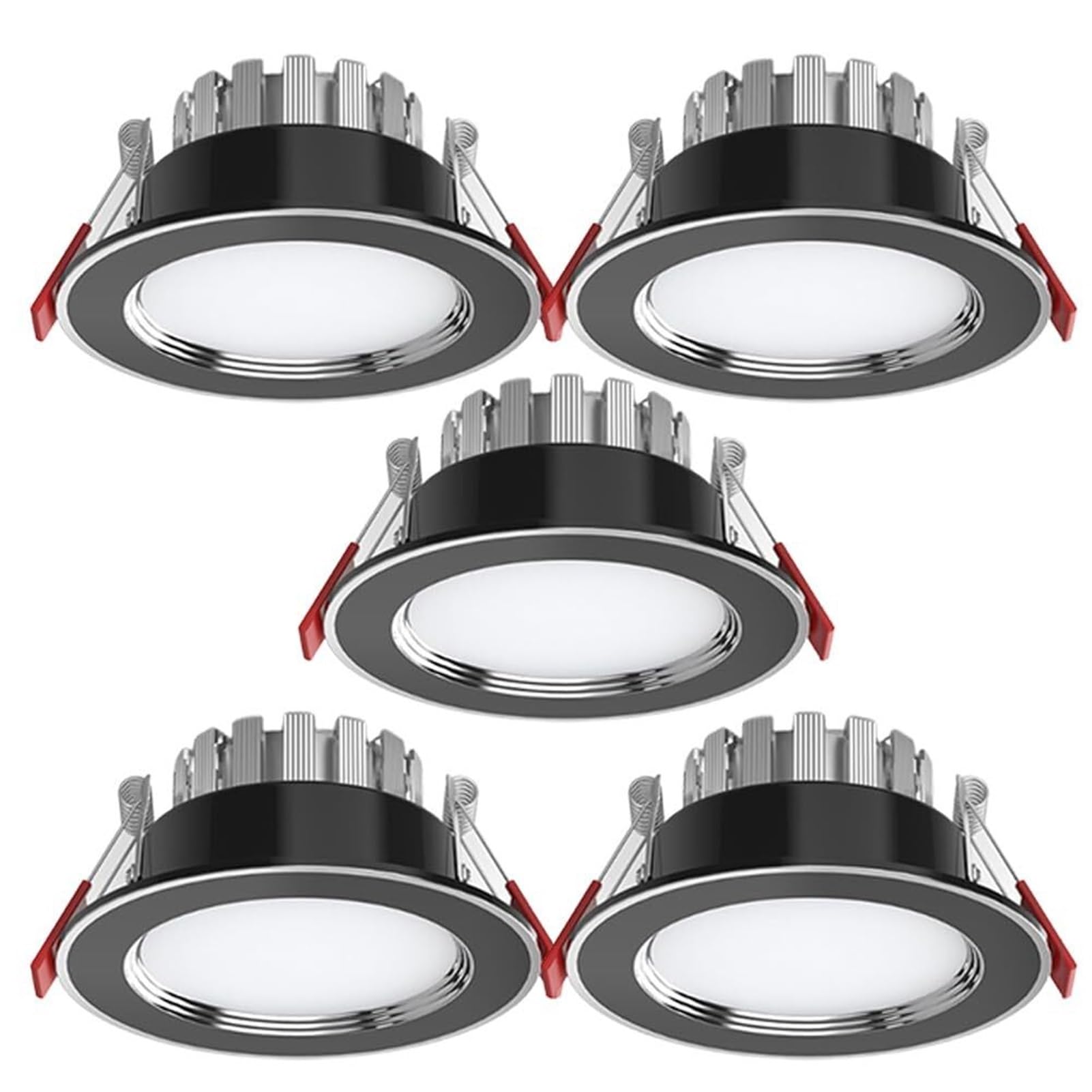 Ultra Thin Round Recessed Baffle Trim 3000K 4000K 6000K Selectable Dimmable Daylight Retrofit Downlight Cut Size 70-90 Mm(Dark)