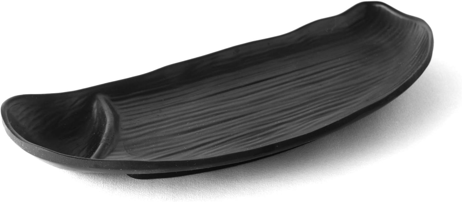 Melamine Matte Finish D Shape Platter for Dining Table | Snacks, Starters, Fast Food Serving Tray/Plate, Set of 2, Black