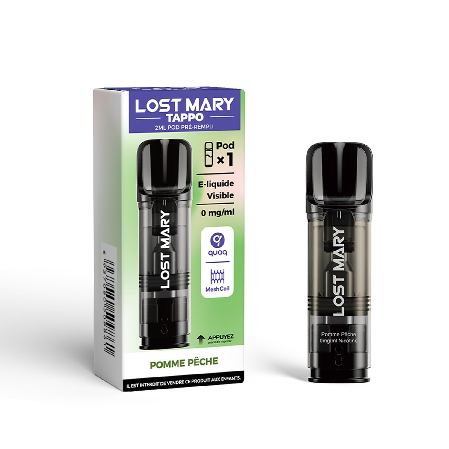 Lost Mary Tappo  Pack de 3 POD pr-remplis sans nicotine jetable 2 ml de  600