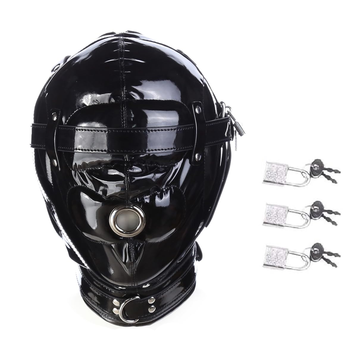 ManyjoyAll inclusive Leather Head Hood Masks Blindfold Cosplay BDSM Bondage Slave Party