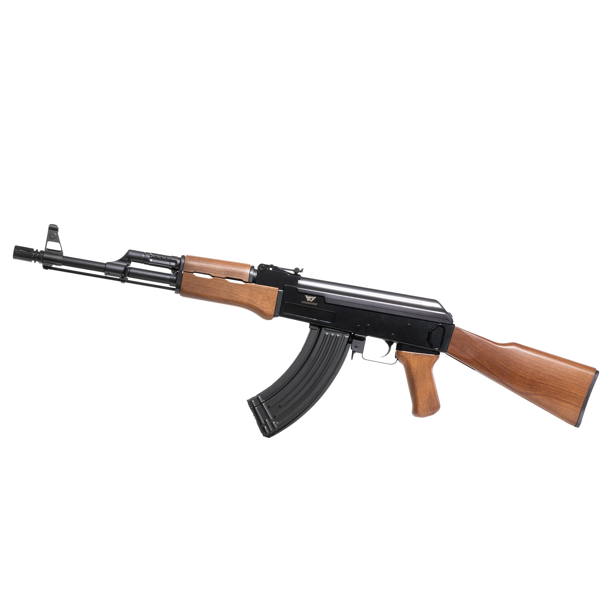 Fucile softair elettrico AK-47, POTENZA 0,9 JOULE, polimero effetto legno, gearbox metallo, caricatore 600 colpi, raffica/singolo, batteria Ni-MH 8.4V + caricabatterie inclusi
