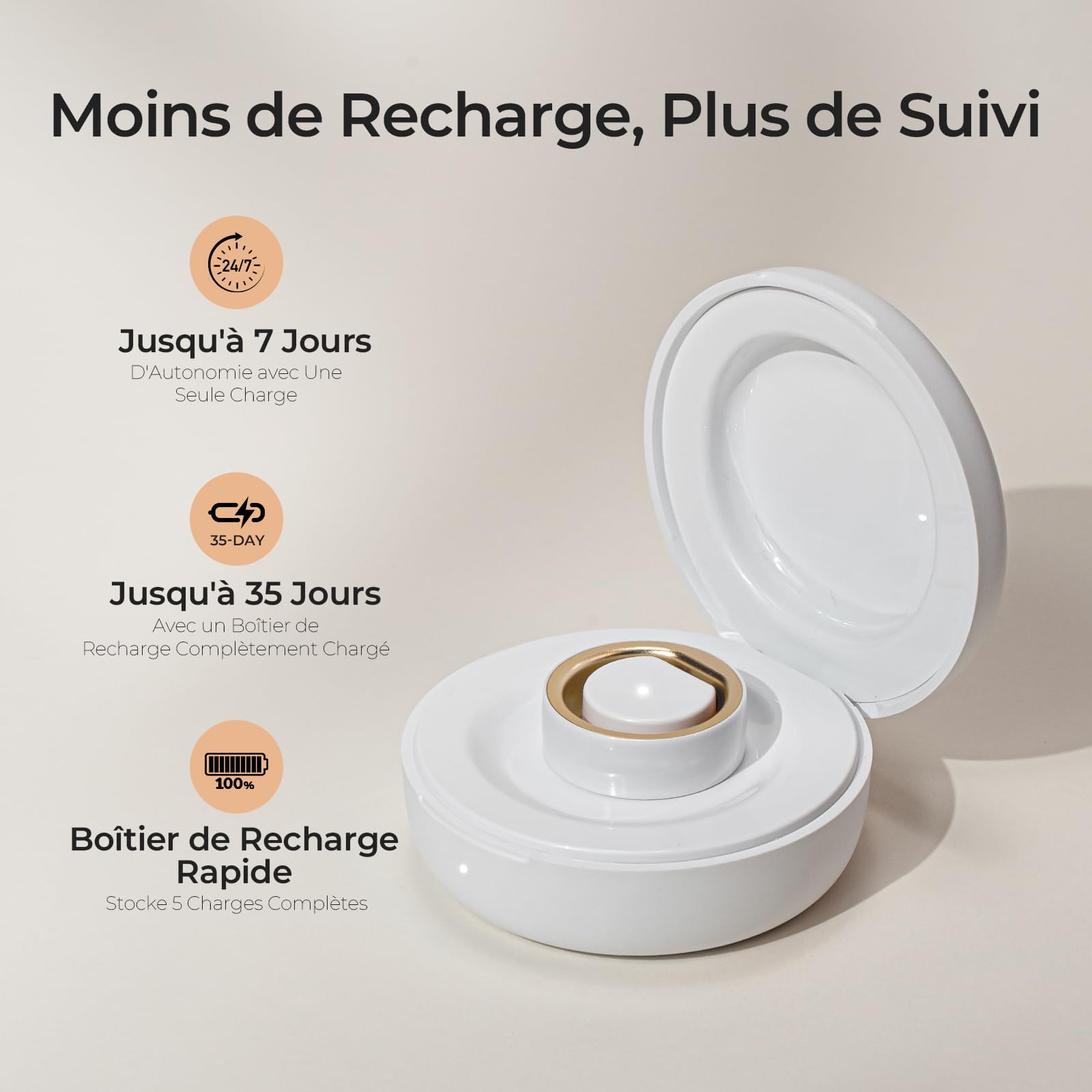 femometer Bague Connectée Femme, Suivi Santé des Femmes - Cycle Menstruel, Température Basale, Sommeil, Stress, SpO2, Fréquence Cardiaque et VFC - Abonnement Gratuit pour iOS et Android