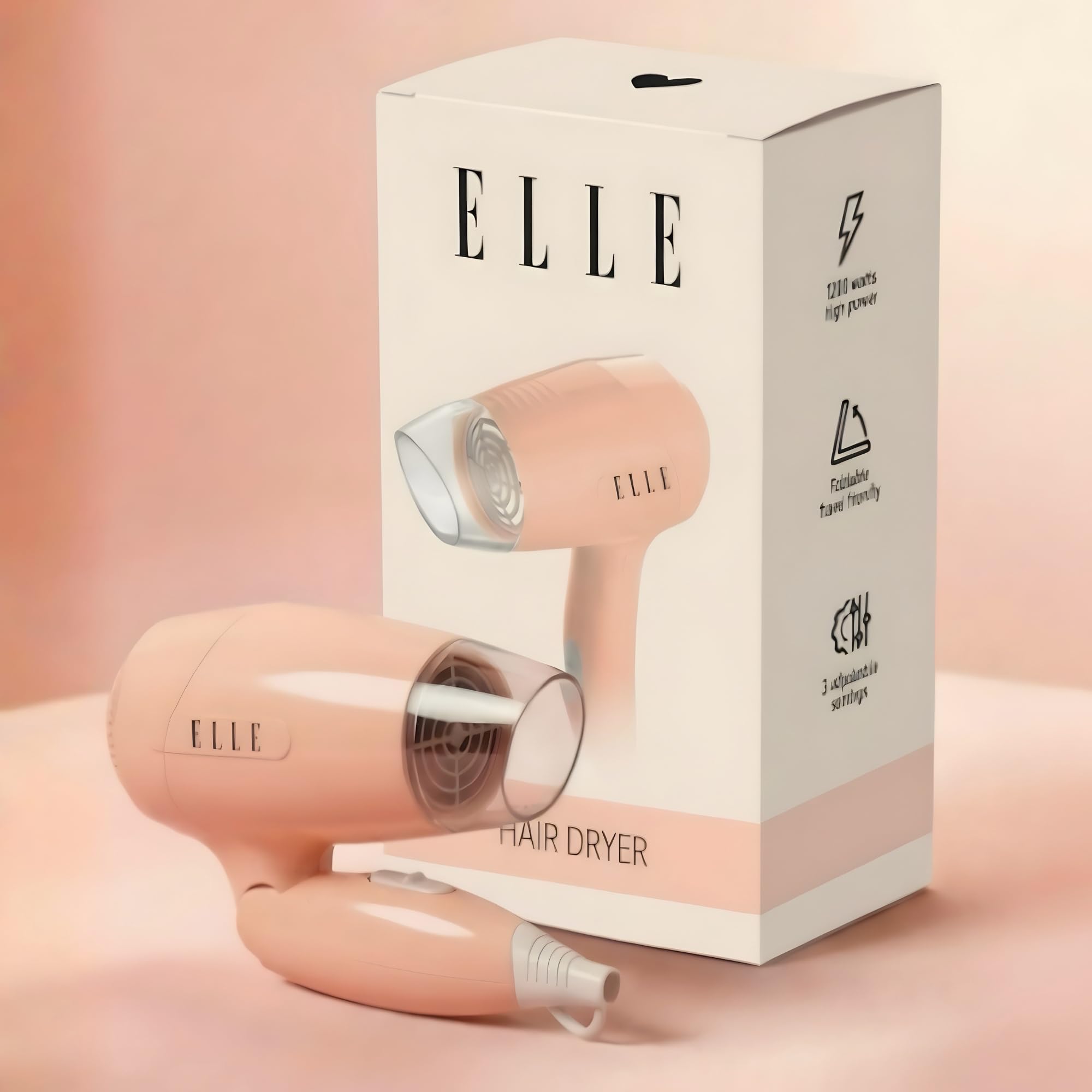 ELLE 1200W Foldable Hair Dryer for Women | 3 Heat Settings + Cool Shot | Heat Balance Technology | Compact Travel-Friendly | Overheat Protection | All Hair Types-image-6