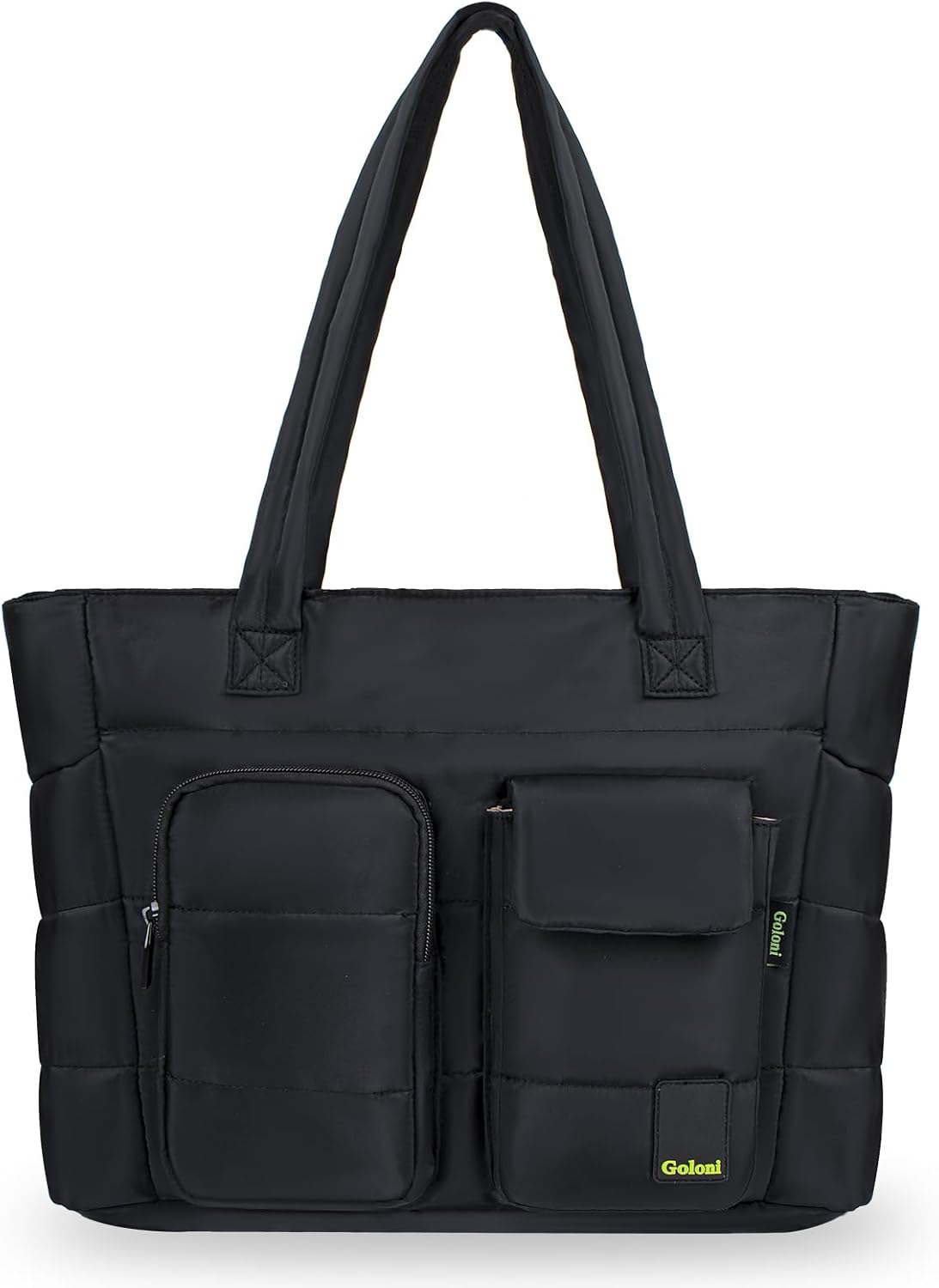 Puffer Tote Bag for Women,Lightweight Work Handbag with Zipper,Quilted Shoulder Bag with Compartments for Travel, Work, Gym