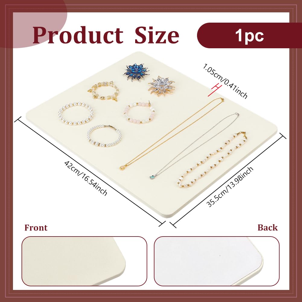 nbeads Vassoio rettangolare in microfibra per gioielli, 420 x 355 mm, vassoi in microfibra per anelli, orecchini, bracciali e collane, per vendita al dettaglio e vetrine di gioielli