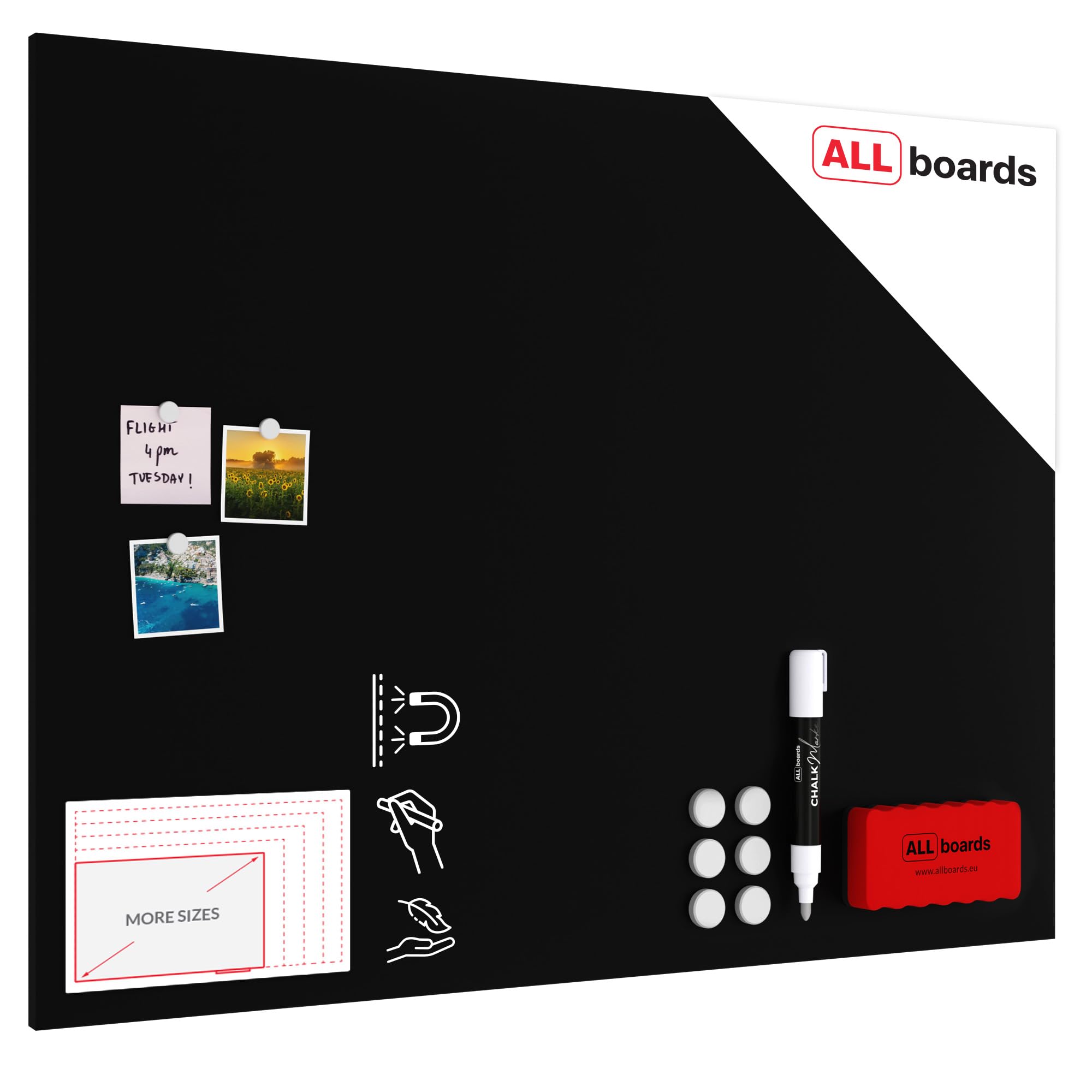 Magnetic Boards MetalBoard Chalkboard Chalk Black 120x90cm Frameless a Magnetic Metal Poster with an Imprint for All Types of Magnets, Wall Mounted Durable 3D Printed + a Set of Accessories Included — image 1