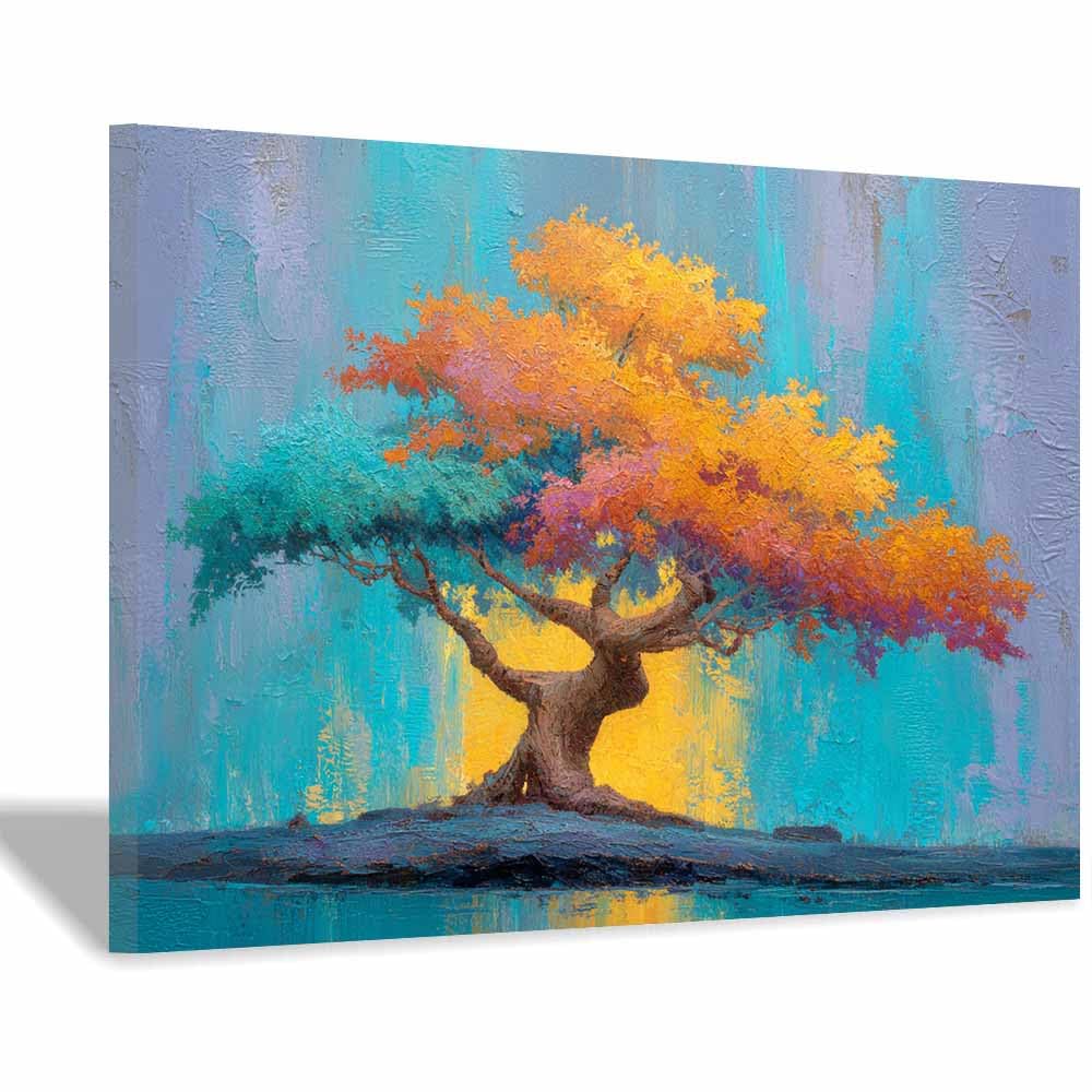 HOQIU Wall Pictures Golden velvet tree tree poster, landscape wall art, for Living Room Bedroom Bathroom.(Multicolor)-60x80cm Framed