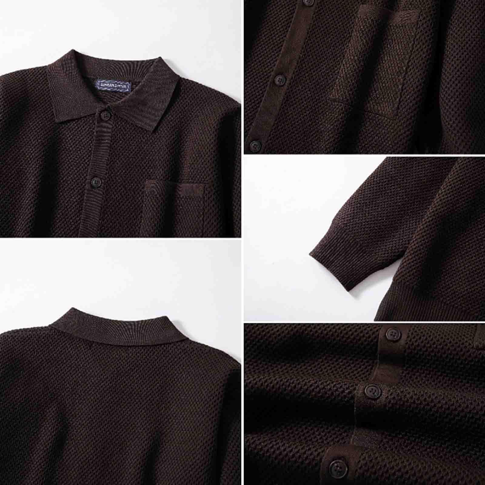 Cardigan Lana Hombre, Chaqueta Hombre Punto Fino Manga Larga con Un Solo Botonadura con Bolsillo Abrigo Color Sólido Informal con Botones Suéter Grande para El Ocio Y El Autocultivo
