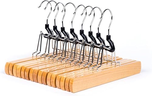 Amber Home Paquete de 10 perchas de madera natural para pantalones, perchas de madera con terciopelo acolchado antideslizante, ganchos para disponible en Yaxa Mexico