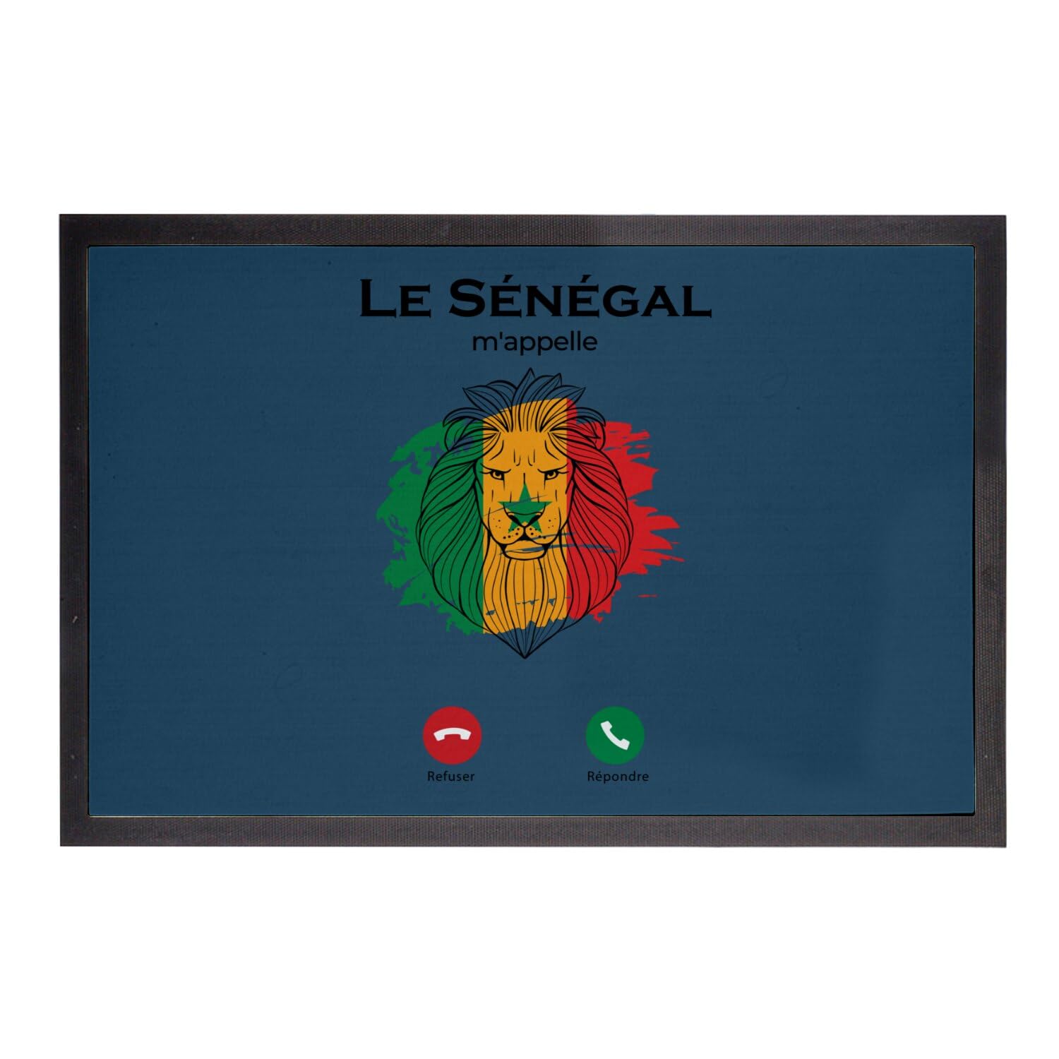 Le Sénégal m'appelle Paillasson Bleu Voyage Lion Décoration Entrée