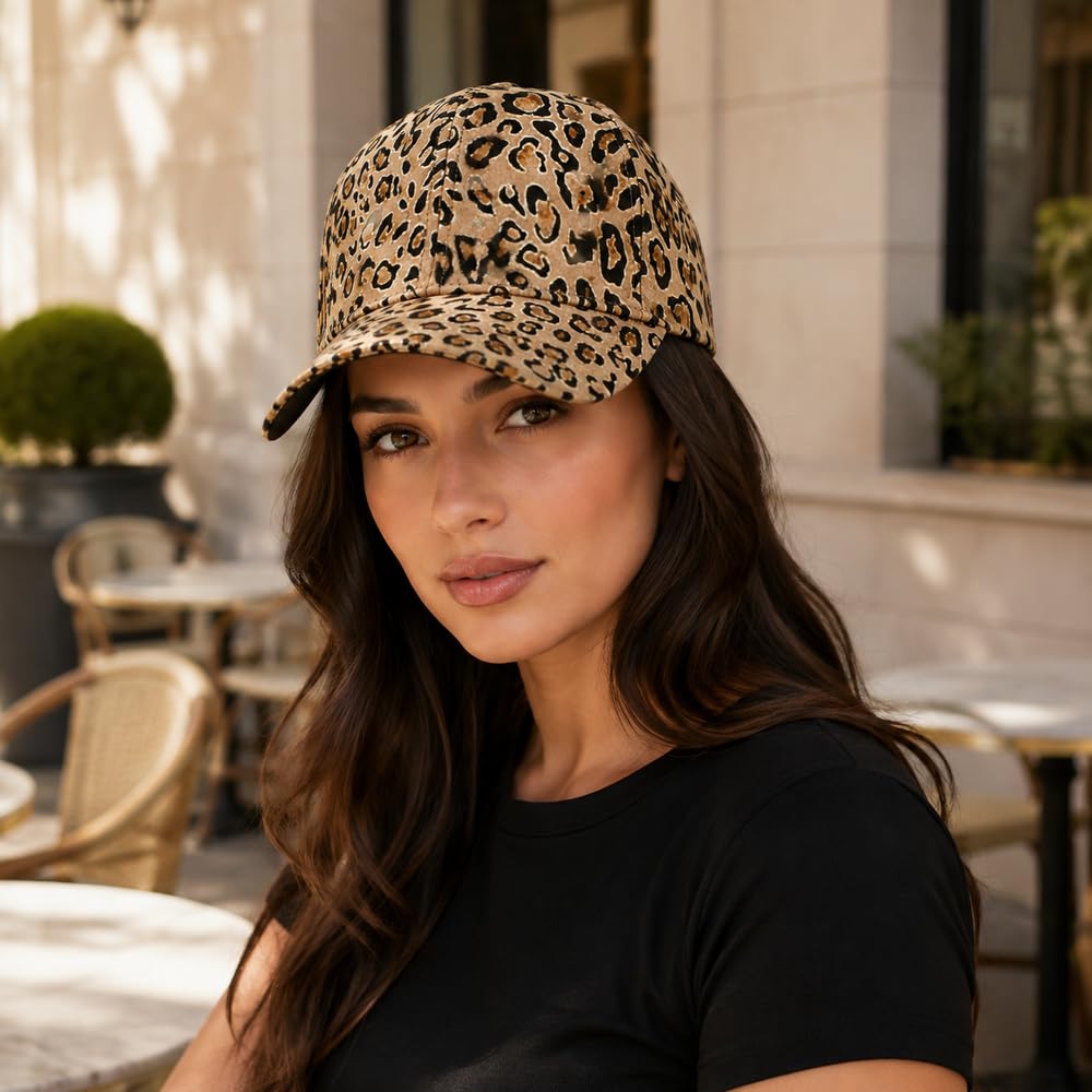 VRITRAZ Leopard Print Baseball Cap for Women & Girls | Adjustable Metal Buckle, Curved Brim & Structured Crown | Stylish Fashion Cap for Casual Wear, Travel, Outdoor, Sports & Gifting (Brown) 4