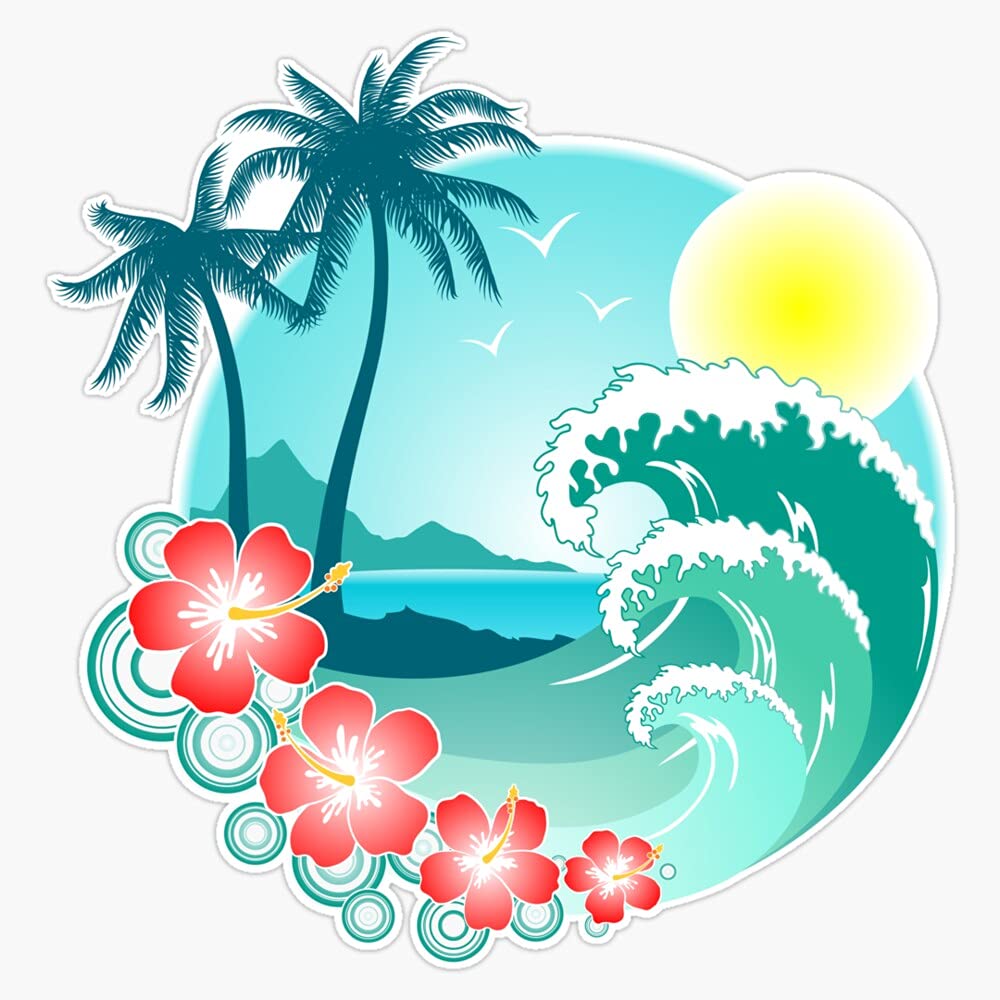 Hawaiian Island 3 Vinyl Sticker Waterproof Bumper Sticker Laptop Window Decal 5"