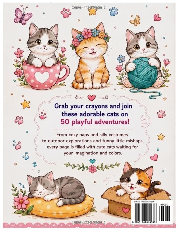 My Cute Cat Coloring Book: 50 Adorable Adventures to Cover image 3