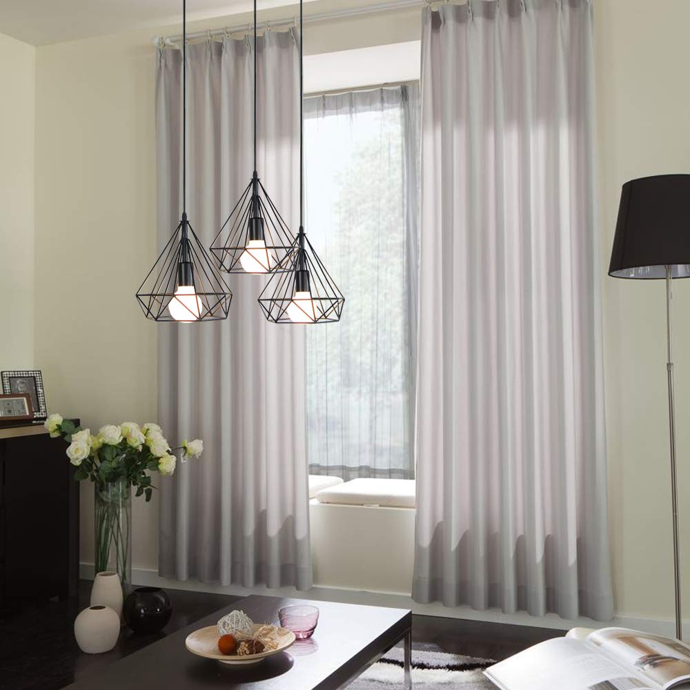 IDEGU Lampadario A Sospensione Industriale Design Diamante – 20 Cm – E27 – Colore Bianco – Per Casa E Locali