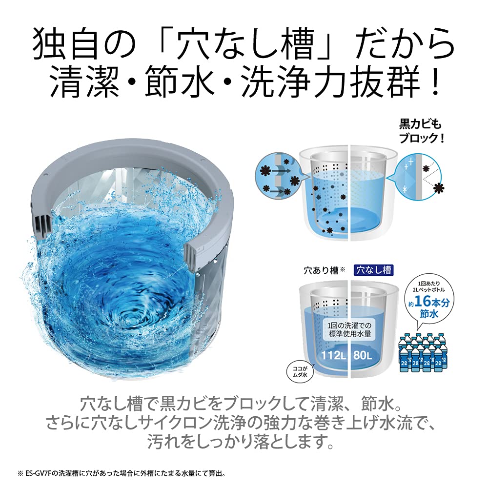 SHARP 洗濯機 ES-GV7F 7kg 穴なし槽 2021年製 d4478 シャープ 穴なし槽 ES-GV7F 価格比較 - 価格.com