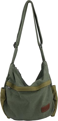 Bolso bandolera grande de lona con múltiples bolsillos para hombres y mujeres, bolso cruzado de hombro para laptop
