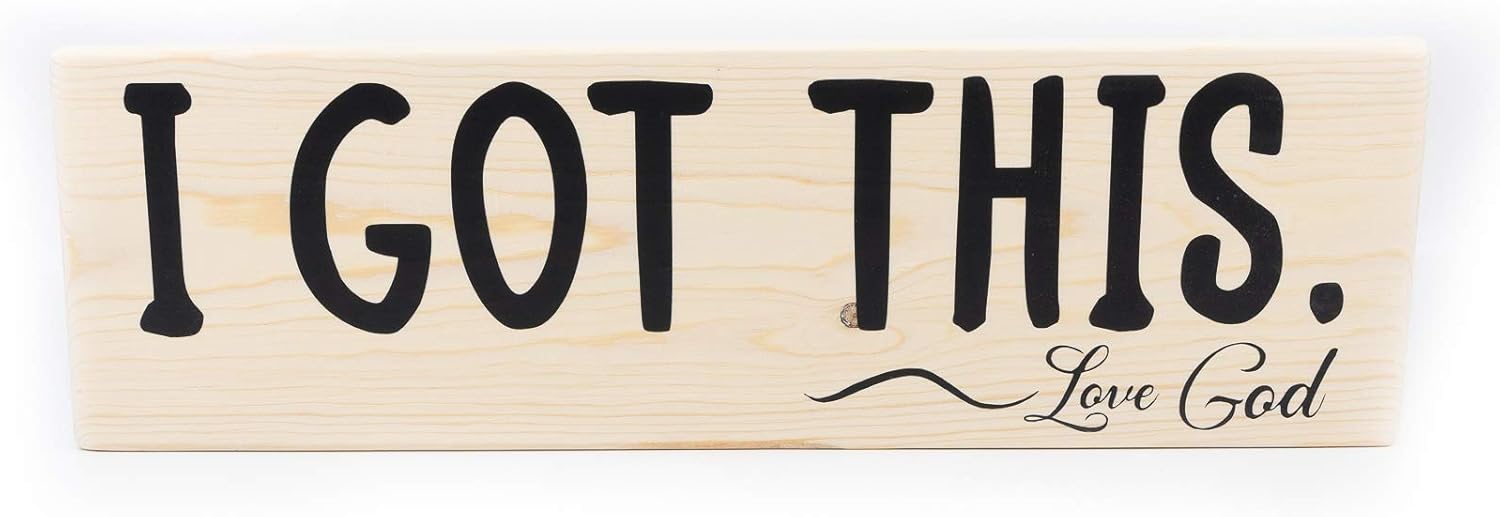I Got This Love God Christian Biblical Gift Wood Wall Sign Decor Real Wood Plaque Gift of Love Hope Peace Faith Family Friend (Natural 18Inch)