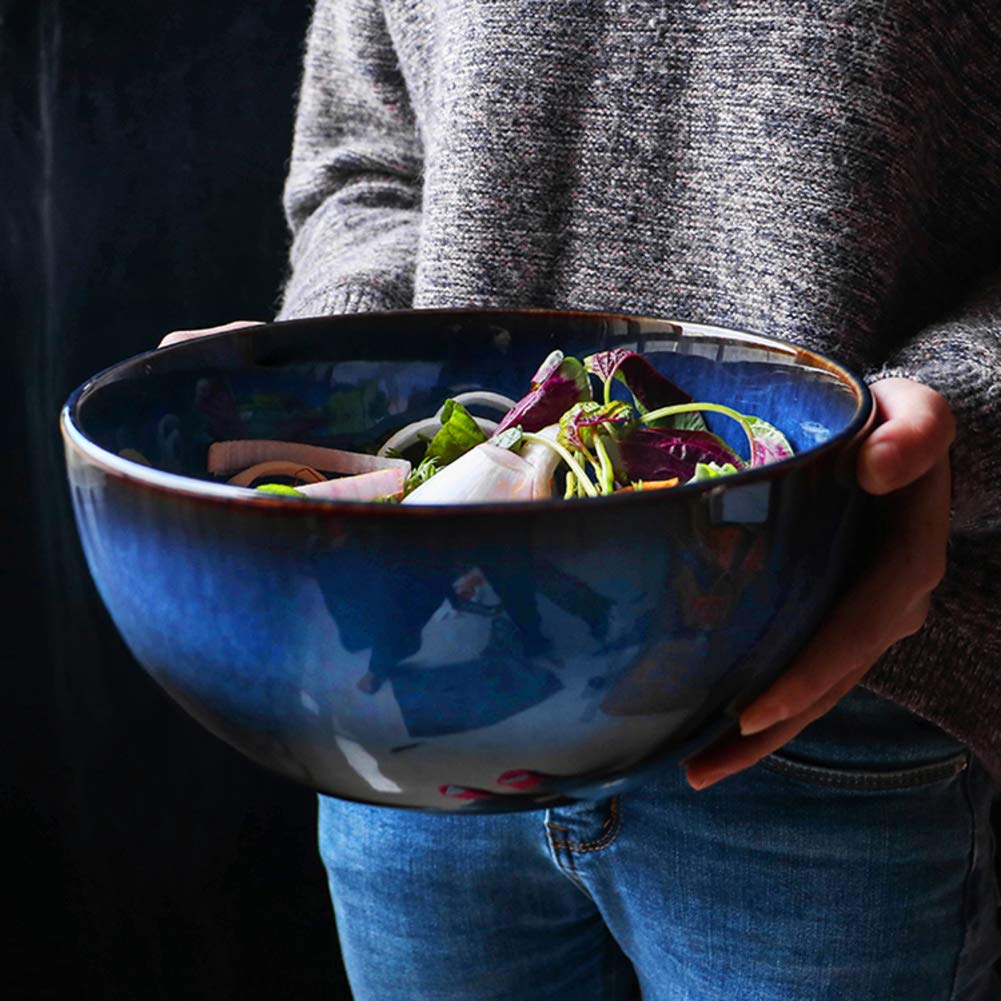 Grand bol japonais en céramique, saladier, bol de mélange de fruits et de soupe de ramen rétro, plat de service en céramique pour les fêtes, bols de nourriture, bols de céréales et de nouilles