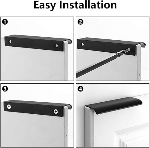 Miniatura 5 de BokWin 6 tiradores de estilo moderno con pestaña para cajón de 11.8 pulgadas, manijas ocultas de cajones de cocina para gabinetes, tiradores de