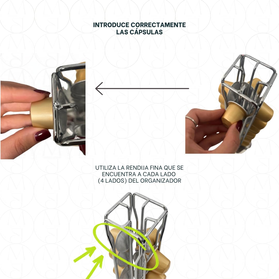 Soporte Cápsulas de Café Compatible con Nespresso - 40 Cápsulas - Giratorio 360º - Organizador de Cápsulas de Acero Cromado Inoxidable - Base Antideslizante | Incluye Lápiz Decorador