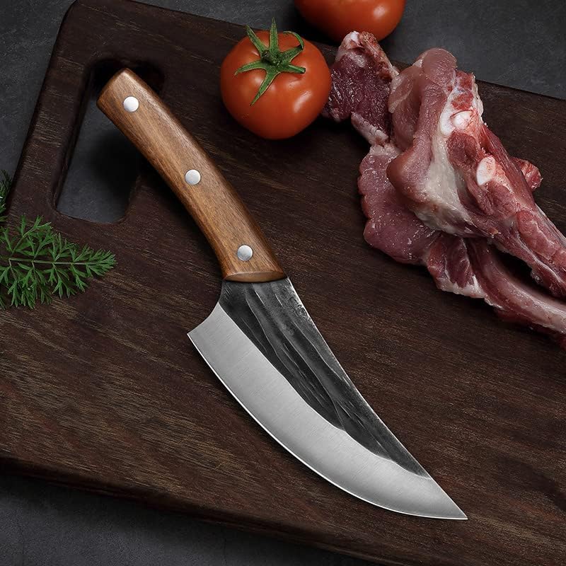Meat Cleaver Knife, Cutting meat and deboning small machete slaughtering knife forging knife stainless steel meat cleaver outdoor camping cooking tool (Size : Knife+Oxford Sheath)