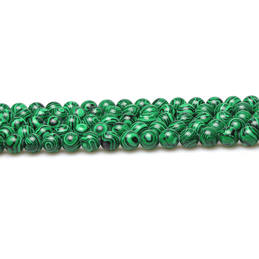 MJDCB Round Stone Beads 6mm Synthetic Malachite Loose Gemstone Beads for Jewelry Making Bracelet Necklace 60pcs - Image 3