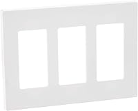 Leviton 80311-SW 3-Gang Screwless Decora Plus Wallplate, Snap-On Mount, White - Sleek Modern Upgrade