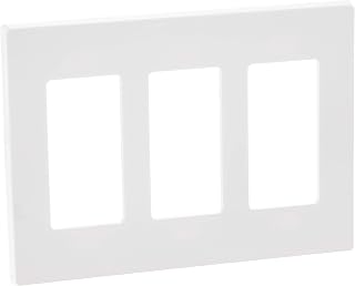 Leviton 80311-SW 3-Gang Screwless Decora Plus Wallplate, Snap-On Mount, White - Sleek Modern Upgrade