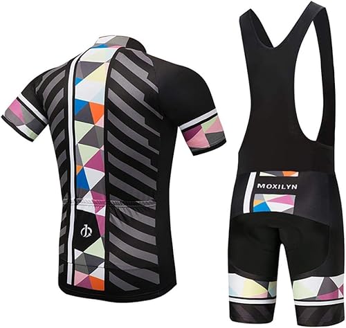 Miniatura 2 de Conjunto de ropa de ciclismo para hombre, camisetas de ciclismo de carretera + pantalones cortos de secado rápido con cremallera completa