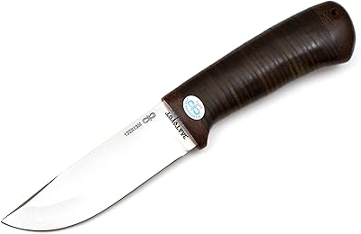 Chaser Zlatoust - Hunting Medium Size Knife - Stainless Blade - Leather Handle - Leather Sheath - HRC 59