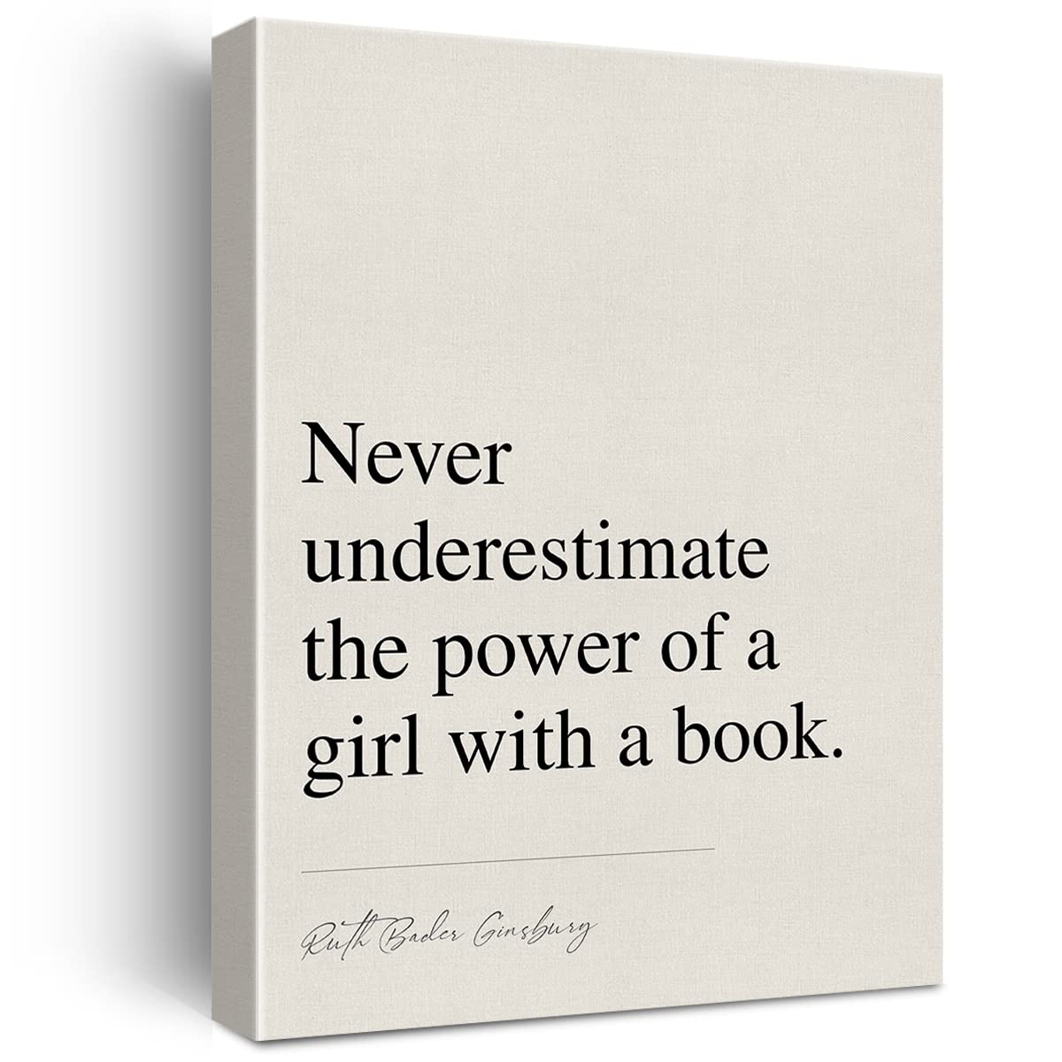 Inspirational Literary Quote Print Canvas Wall Art Home Office Decor Never Underestimate the Power of a Girl Painting 12x15 Canvas Poster Framed Ready to Hang
