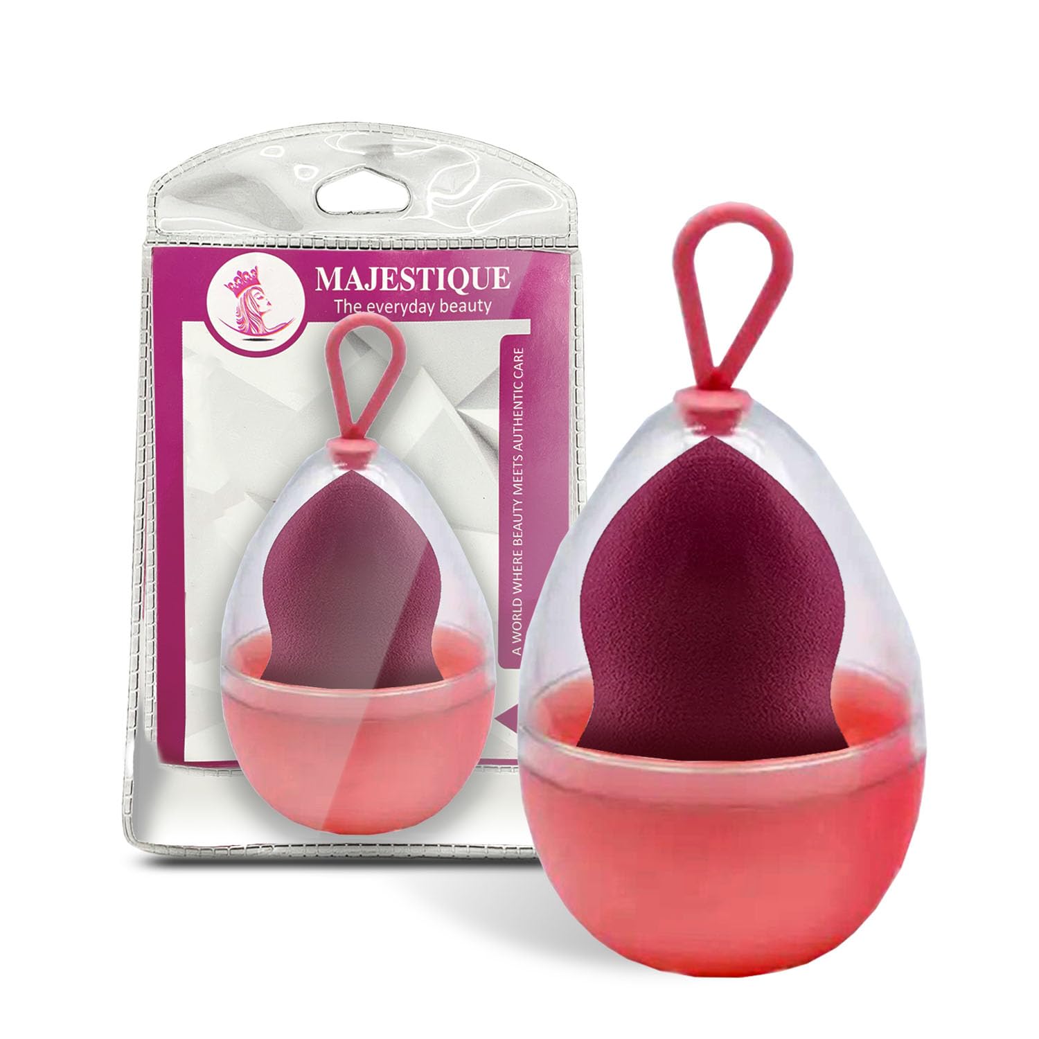 Majestique Blender Beauty Makeup Sponge with Holder Case Makeup Sponge Holder Travel Case Box Container Reusable Lightweight Multi-colored 1Pcs-image-41