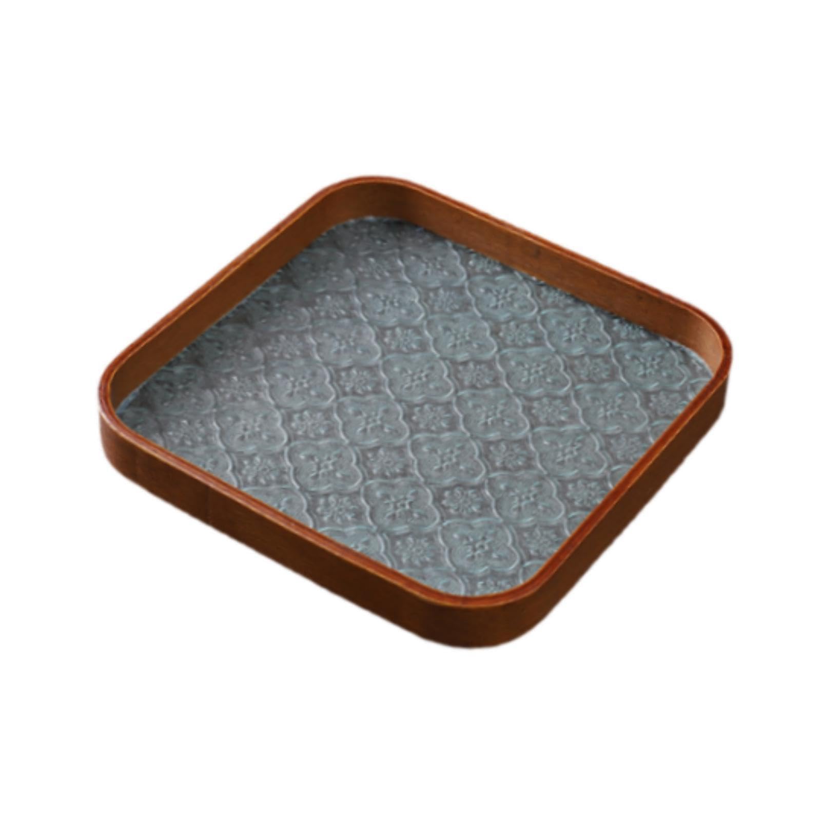 Yixannx Square Robust Wooden Serving Tray Platter Snack Trays Desk,