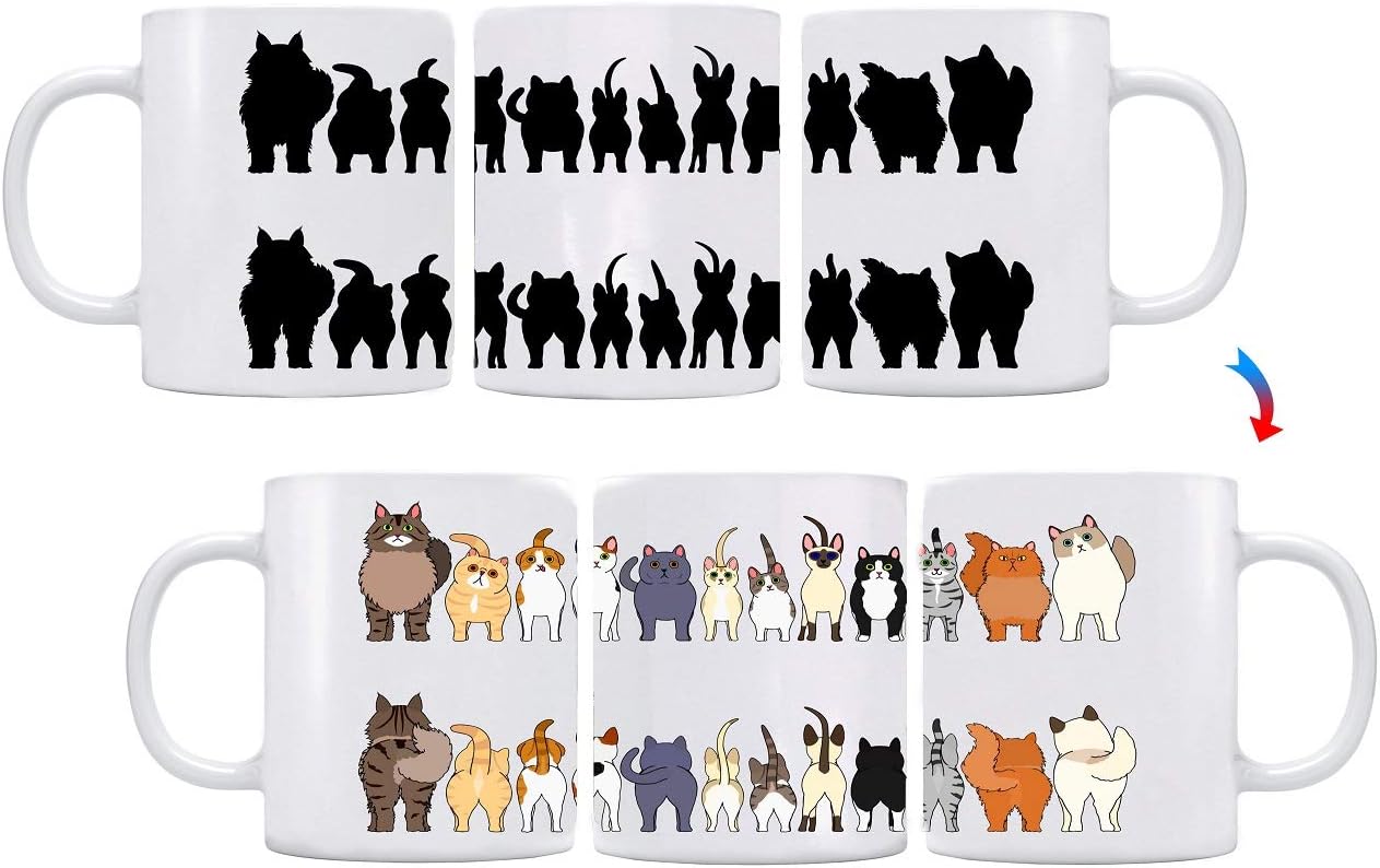 Color Changing! Cheeky Cats ThermoH Logo Ceramic Coffee Mug
