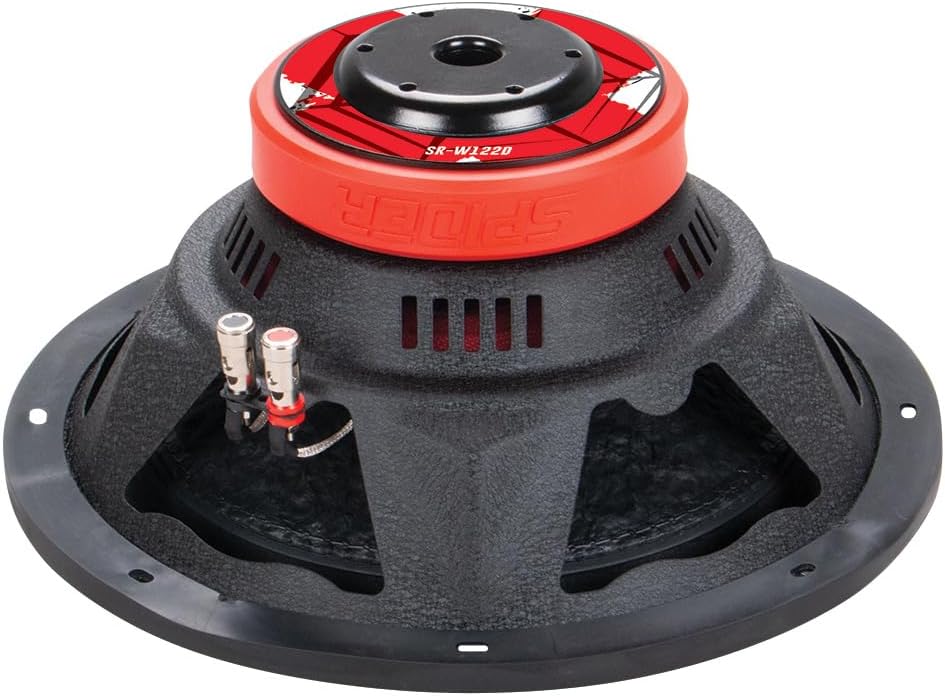 Fund view of Spider SR-W122D 12-inch Subwoofer showing magnet and terminals
