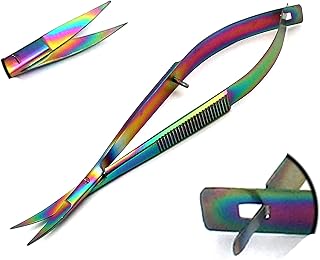 LAJA Imports Multi Titanium Color Rainbow CASTROVIEJO Scissors Curved 4.5