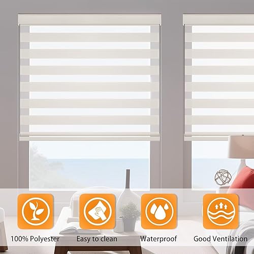 Miniatura 8 de Youngoo Zebra RBS24BG72B - Persianas enrollables sin cordones estilo cebra, 24 x 72 pulgadas, 80 % color negro, control de luz y privacidad para