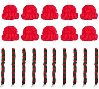 Holibanna 20pcs Mini Christmas Knit Hat Scarf Doll Hat Scarf Dog Costume Wine Bottle Decor