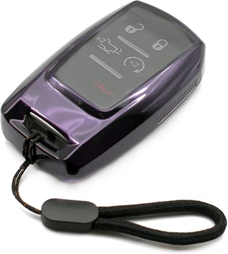 MECHCOS Compatible con Dodge RAM 1500 2500 3500 4500 5500 Truck Pickup Purple Black TPU Key Fob Funda Funda Soporte Remoto Protector de piel Funda