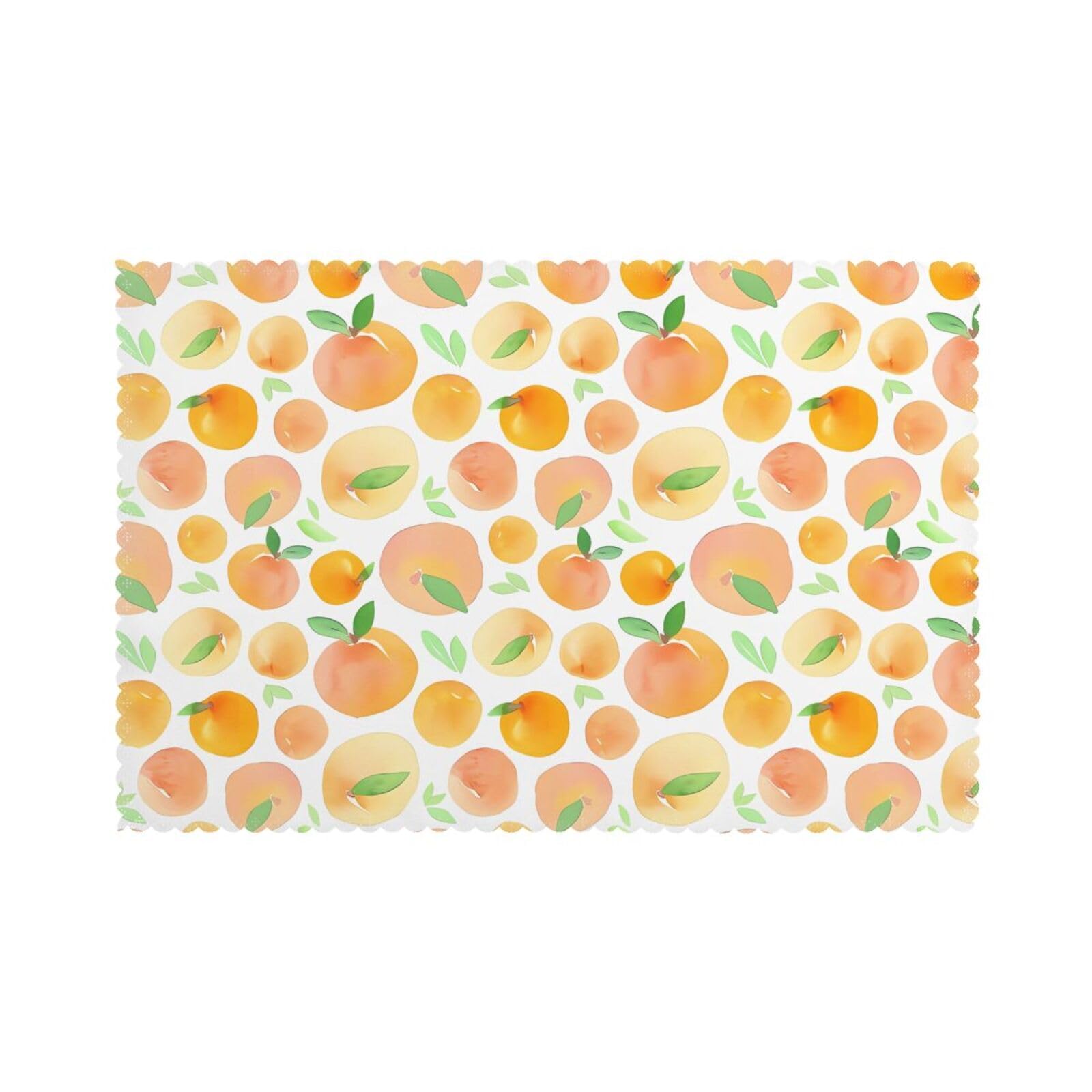 WHJSHOP Peach Prints Placemats Set of 6 12x18in - Heat Resistant Table Layers for Homes, Hotels & Stylish Dining