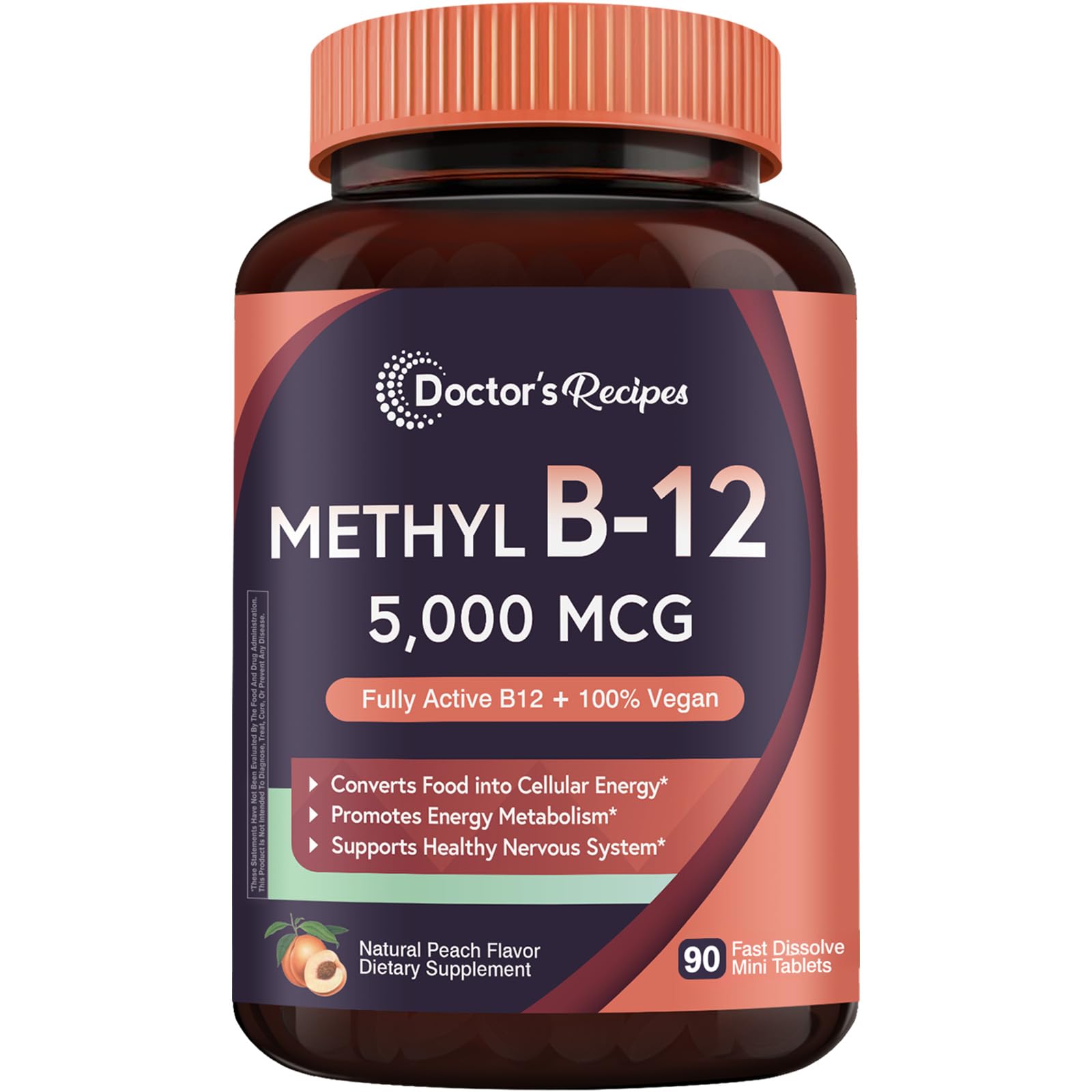 Doctor's Recipes Vitamin B12, Methylcobalamin 5000 mcg 90ct 90 Count (Pack of 1)