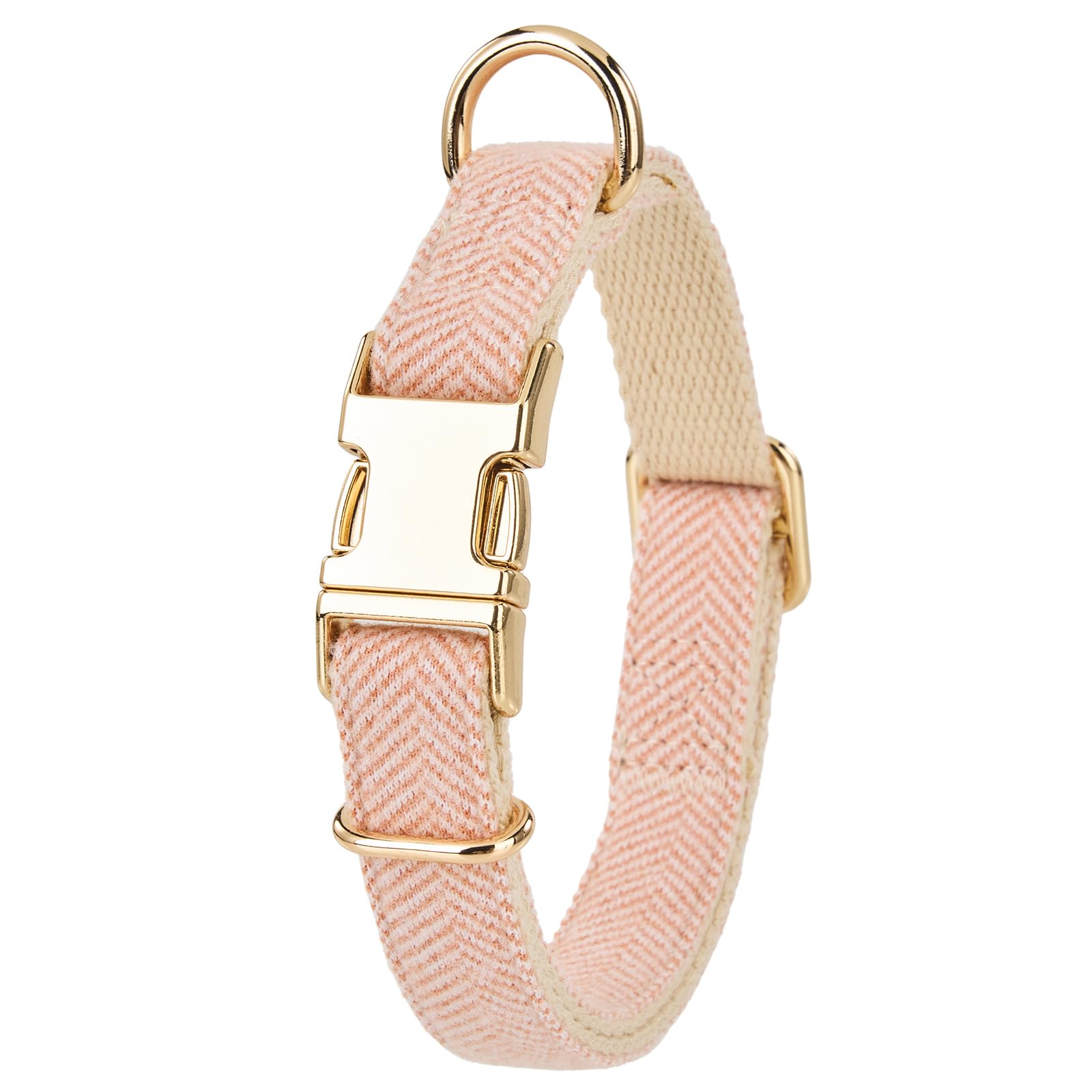 Petiry Tweed Small Dog Collar with Quick Release Metal Buckle,Pale Orange