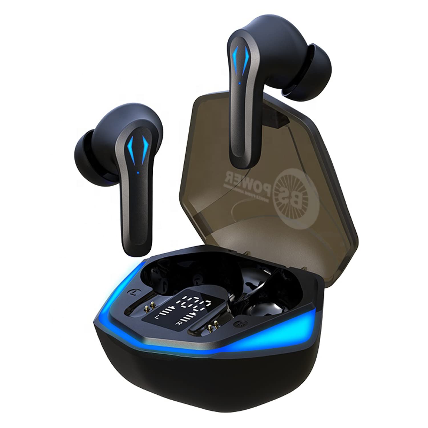 BS Power True Wireless Gaming Earbuds TWS Bluetooth Ver 5.1 IPX5 Waterproof Touch Control Stereo Earbuds with Charging Case