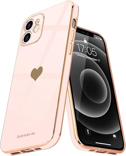 Teageo Compatible with iPhone 12 Case for Women Girl Love-Heart,